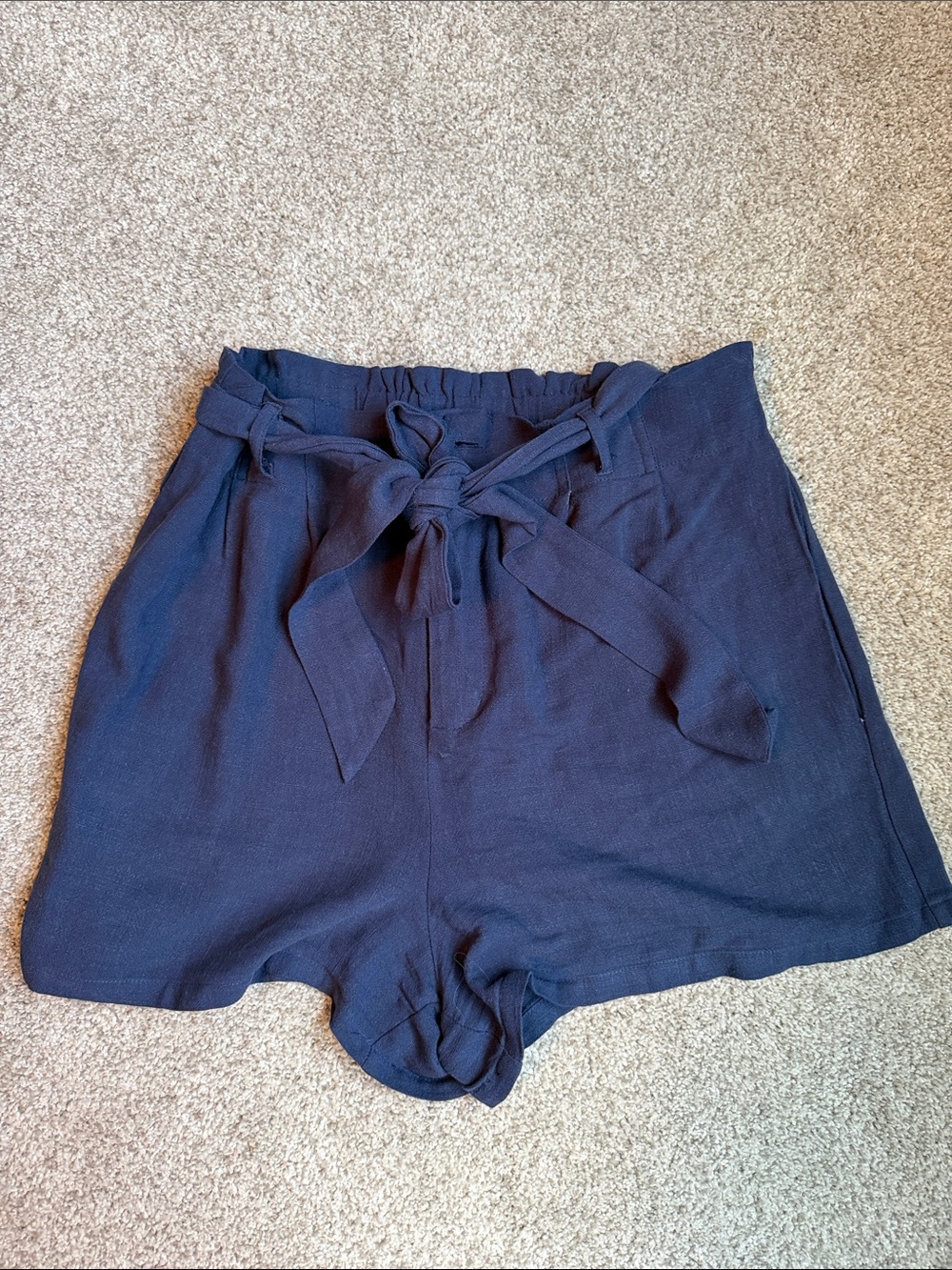Pink Lily Navy High Waist Tie-Front Casual Shorts